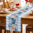 thumbnail image 5 of Nautical Coastal Table Runner 70 Inches, Ocean Starfish Shells Coral Conch Blue Plaid Bed Runner Dresser Scarves Tabletop for Indoor Outdoor Parties/Ceremony/Banquet, 13" x 70", 5 of 9