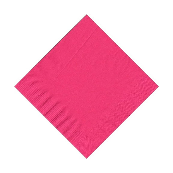 600 -  (12 Pks of 50) 2 Ply Plain Solid Colors Beverage Cocktail Napkins Paper - Hot Pink