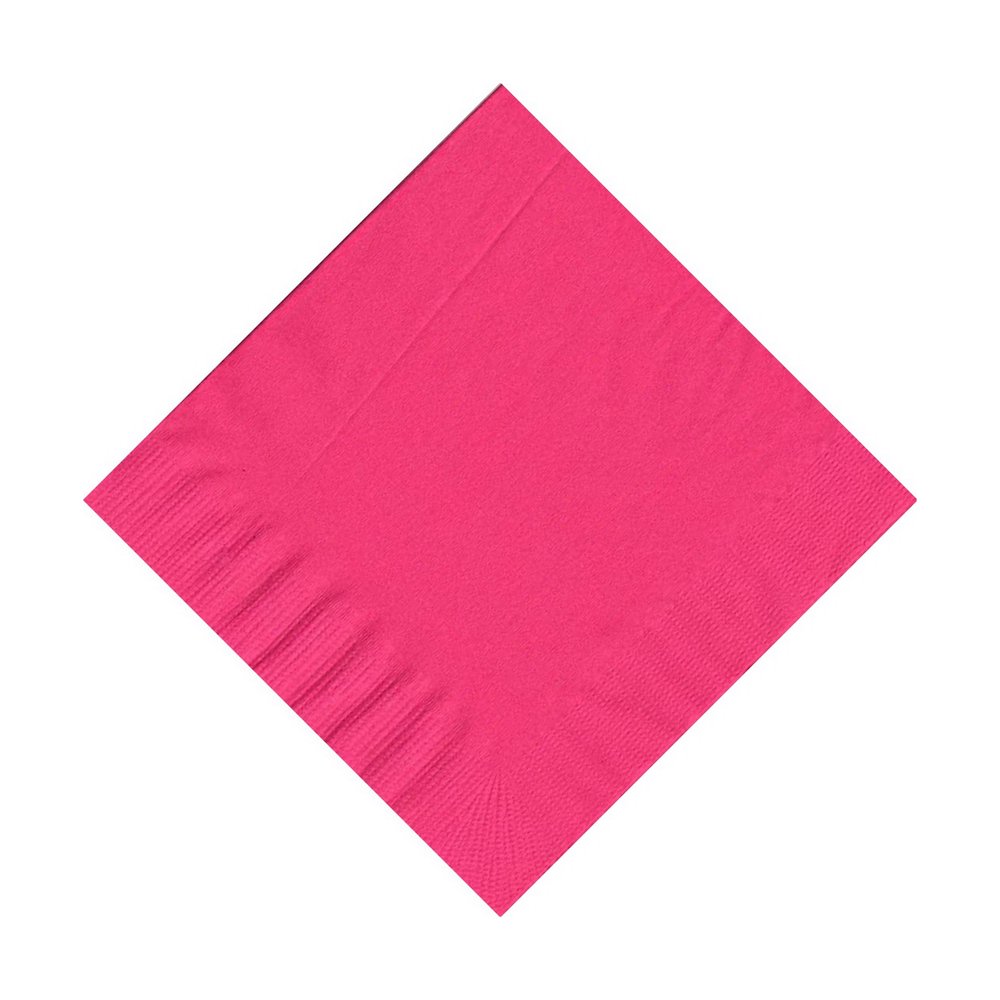 50 Plain Solid Colors Beverage Cocktail Napkins Paper Hot Pink