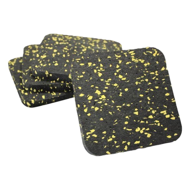 4 almohadillas de goma para cinta de correr, silenciosas y con absorción de sonido, cuadradas, de 10 mm de grosor. Negro Amarillo