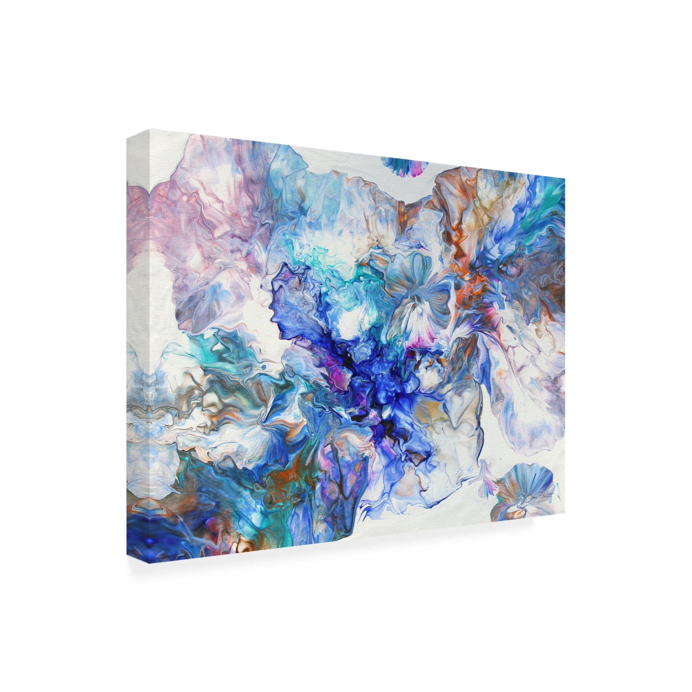 Canvas Wall Art - Jean Plout 'Abstract Pouring M' Wall Art for Living Room, Bedroom, or Office Décor by Trademark Fine Art - 32 x 24 Inches