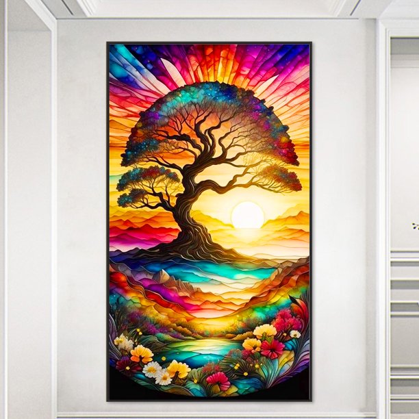 5D DIY Full Round Drill Diamond Painting Tree Kit Decoración del hogar Arte 40x70CM FLhrweasw Nuevo