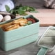 thumbnail image 2 of Kit de lonchera bento apilable, contenedores para almuerzo de paja de trigo con compartimentos 3 en 1 y vajilla, contenedores reutilizables para comidas y refrigerios para llevar, 2 of 5