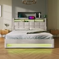 thumbnail image 2 of DreamBuck Queen Size Bed Frame, Wood Upholstered Platform Bed Frame with a Hydraulic Storage System, Multifunctional Wood Bed Frame with LED and USB Charging, Queen Bed Frames for Teens, Adults, 2 of 9