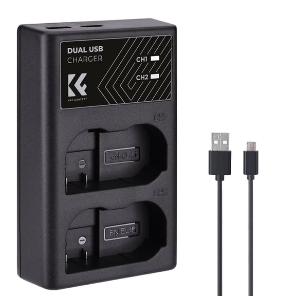 K&F CONCEPT EN-EL15 Camera Battery Charger, Dual Slot