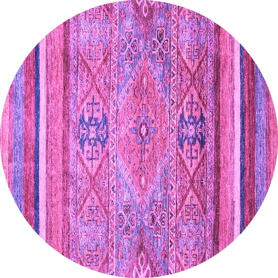 Ahgly Company Indoor Round Abstract Purple Modern Area Rugs, 6' Round