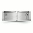 thumbnail image 4 of Cobalt Satin and Polished Ridged Edge 8mm Band Size 8.5, 4 of 7