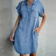 thumbnail image 3 of Vestido Vestido con botones para mujer Vestido de mezclilla desgastado de color sólido Vestido de desplazamiento diario Cgtredaw Azul claro T 3EG para Mujer, 3 of 6