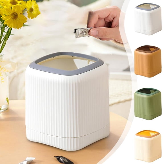 Outoloxit Mini Desktop Open Top Trash Can, Small Plastic Waste Bin for Bathroom Bedroom Office Desk and Countertop, Compact Double Layer Design