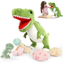MorisMos 23.6" Green Dinosaur Stuffed Animal Mommy Dinosaur with 3 Baby Plush Toys