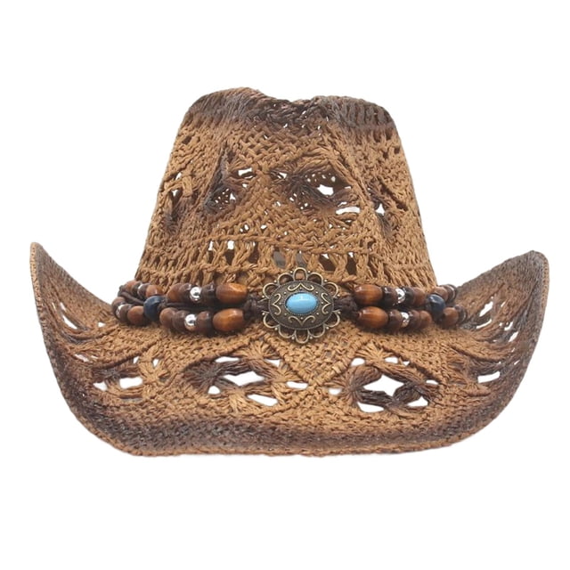 Straw Cowboy Hat, Sunscreen Hat Roll up Brim Cowboy Hat, Shapeable, Hats, for Horseback Riding