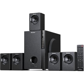Home Theater Systems with 5.25 inch Subwoofer, 5.1 Wired Satellite Surround Sound Speakers, 600 Watts Peak Power Deep Bass Audio Stereo System with FM Radio Bluetooth AUX DVD USB SD Input