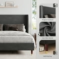 thumbnail image 5 of Merluxy 51.2" King Bed Frame with High Headboard,Upholstered Bed,Dark Grey, 5 of 9