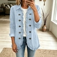 thumbnail image 6 of Yifymode Denim Jacket for Women Ruffle Trim Long Sleeve Button Down Vintage Western Jean Coat V Neck Casual Fall Outerwear, 6 of 7