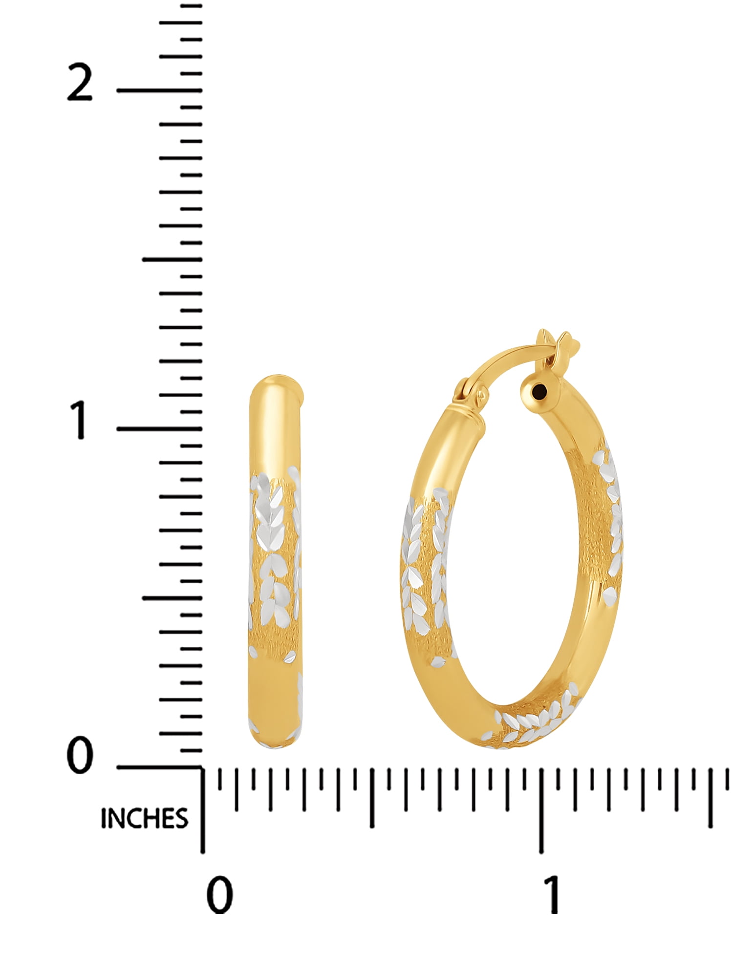 Brilliance Fine Women's Sterling Silver Two-Tone Polished and Diamond Cut Hoop Earrings