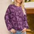 thumbnail image 5 of Women's Floral Print Sweatshirt 2025 Fall Long Sleeve Loose Crewneck Pullovers Stylish Workout Casual Tee Tops, 5 of 8