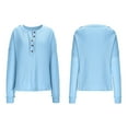 thumbnail image 5 of Maplenight Womens Lightweight T Shirts Waffle V Neck Button Long Sleeve Henley Tunic Tops Solid Loose Casual Pullover Blouses for Fall Winter, 5 of 8