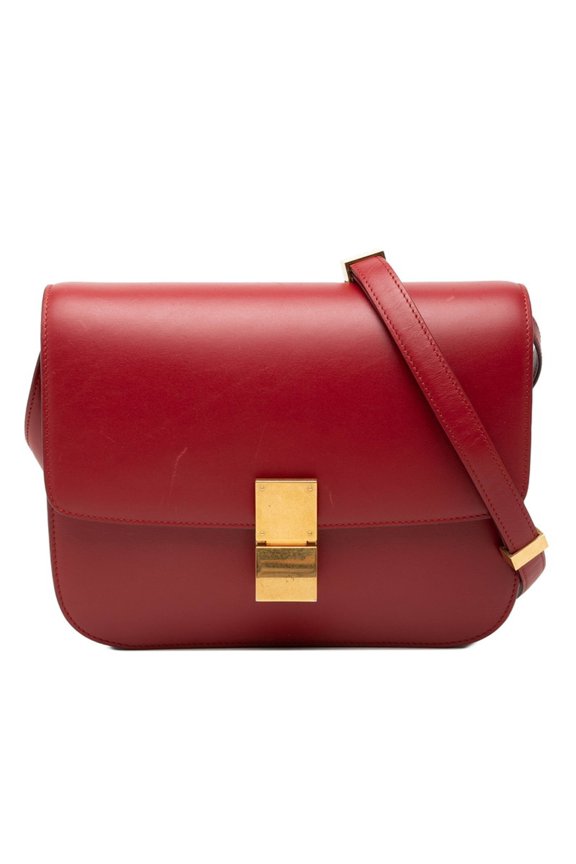 Pre-Owned Celine Classic Box Crossbody Shoulder Bag, Red Leather, Women's CELINE