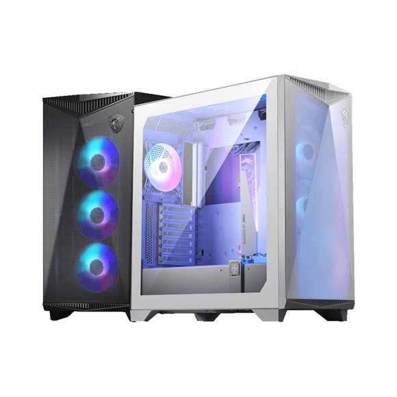 MSI MPG GUNGNIR 300R AIRFLOW Blanc - Boîtier d'Ordinateur Mi-Tour : Panneau Latéral en Verre Trempé, Ventilateurs 120MM ARGB, Support de Refroidissement Liquide jusqu'à Radiateur 360mm