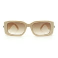 thumbnail image 4 of Womens Luxury Narrow Rectangle Designer Plastic Thick Arm Sunglasses Ivory - Brown, 4 of 8