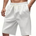 thumbnail image 2 of cfhntfmh Mens Corduroy Shorts Solid Color Casual Elastic Waist Drawstring Lightweight Summer Beach Vacation Shorts with Pockets, 2 of 6