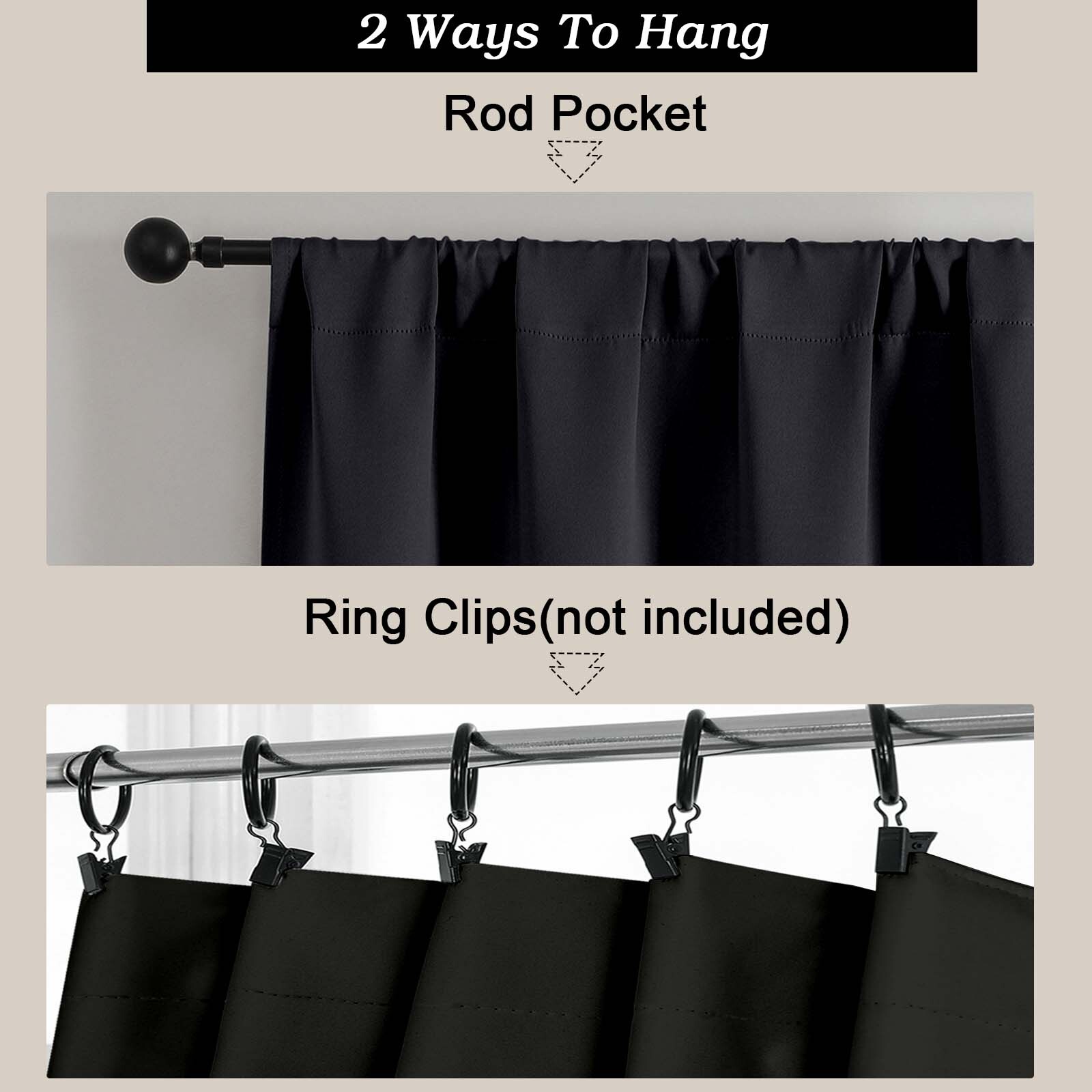 Patin Blackout Curtains 2-Pack, 40" x 54", Black photo 4