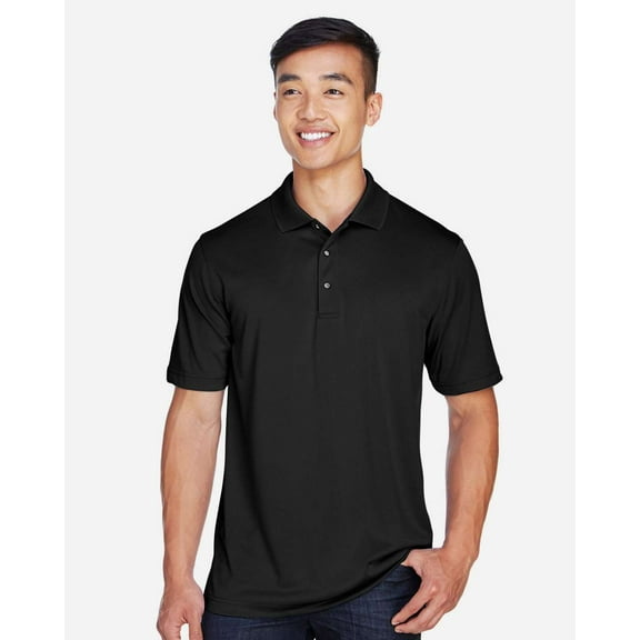 Harriton M345 Men's Advantage Snag Protection Plus IL Snap Placket Polo-Black-S