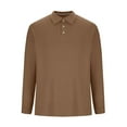 thumbnail image 4 of GuangCheng George Mens Long Sleeve Dress Shirst Classic Collar Soft Comfor Casual Tops,Brown,2XL, 4 of 5