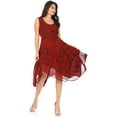 thumbnail image 5 of Sakkas Sundara Stonewashed Rayon Embroidered Mid Length Dress - Red - 1X/2X, 5 of 5