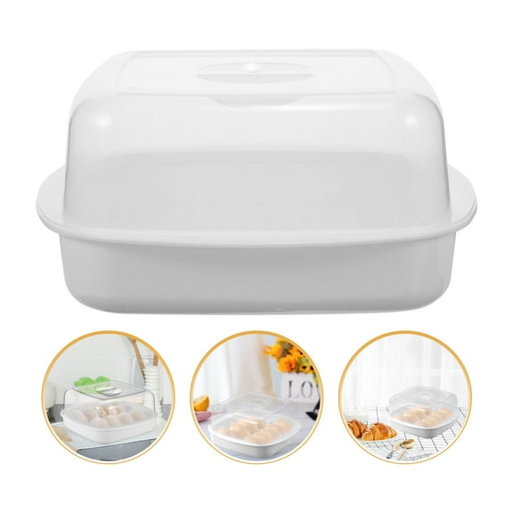 Mobestech 1Pc White PP Steamer Container with Transparent Cover Microwave Oven Kitchen Steamer for Easy Cleaning