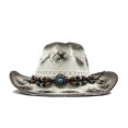 thumbnail image 2 of Qarigey Sombrero de vaquero occidental clásico con ala ancha para protección solar Sombreros estilo occidental de moda Sombreros blanco, 2 of 6