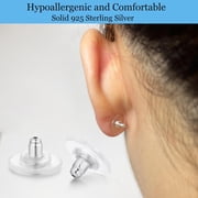 2 Pairs Large Earring Backs,925 Sterling Silver Earring Backs Replacements for Diamond Studs,14K Gold Plated Hypoallergenic Secure Earring Backs (12MM Silver)
