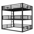 thumbnail image 2 of Luckynote Queen over Full XL over Queen Bunk Bed, Metal Triple Bunk Bed with Bed Guard, Heavy Duty, Black, 2 of 10