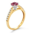 thumbnail image 3 of Gem Stone King 10K Yellow and White Gold Pink Tourmaline and White Lab Grown Diamond Engagement Solitaire Ring (0.70 Cttw, Round 5MM, Gemstone October Birthstone, Available in Size 5, 6, 7, 8, 9), 3 of 4