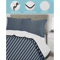 thumbnail image 4 of Navy Blue Striped Full Size Down Alternative Comforter, Lightweight Comforter Quilt Bedding Set with Pillow Shams Modern Abstract Art Aesthetics All Seasons Bed Comforter Duvet Insert 78"x90", 4 of 7