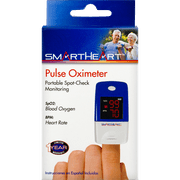 SmartHeart Pulse Oximeter | Blood Oxygen Saturation | Complete System Monitor Lanyard and Batteries, White/blue
