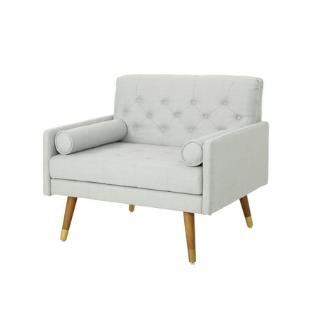 Nour Fabric Mid-Century Modern Club Chair, Light Gray
