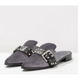thumbnail image 4 of Shellys London Elon Grey Velvet Pointed Toe Metal Buckle Flats Mules Slides (Grey, 6), 4 of 7