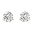 thumbnail image 3 of 14K Solid Gold Screw Back Stud Earrings for Women | 2 cttw Round Cut Simulated Diamond | Rose Gold, 3 of 5