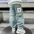 thumbnail image 4 of MEZZALL Boys Casual Straight Leg Jeans Loose Denim Pants With Pockets, Blue, 9-10 Years, 4 of 9