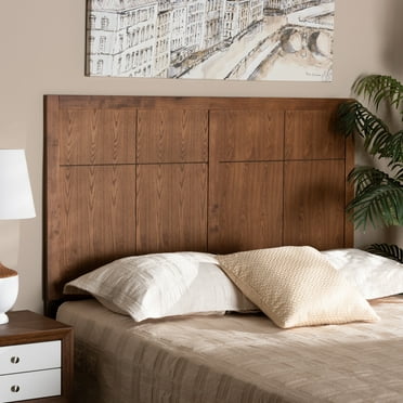 Baxton Studio Monroe Transitional Wood Back Support MDF Headboard, Queen, Ash Walnut