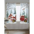 thumbnail image 5 of Christmas Red Truck Sheer Curtains 63 Inch Long 2 Panels, Pine Tree Winter Branches Xmas Farmhouse Light Filtering Rod Pocket Semi Sheer Curtains, Sheer Voile Drapes for Living Room Bedroom, 52"x63", 5 of 5