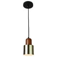 thumbnail image 3 of EQLight EQPWBC4 7 x 4 in. Cozumel 1-Light Satin Brass Cylindric Mini Pendant with Wood Elements, 3 of 3