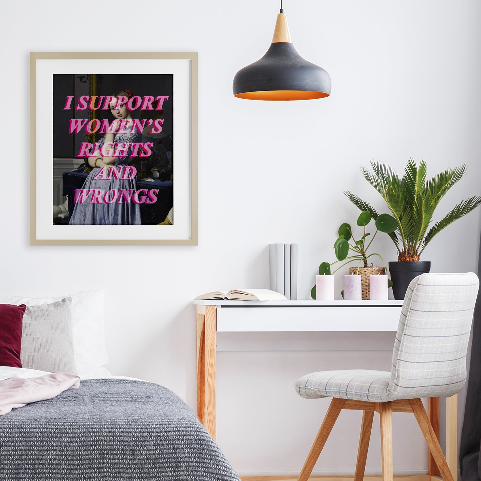 I Support Women's Rights & Wrongs Birch Framed Print Under Glass, design by Lil' Rue