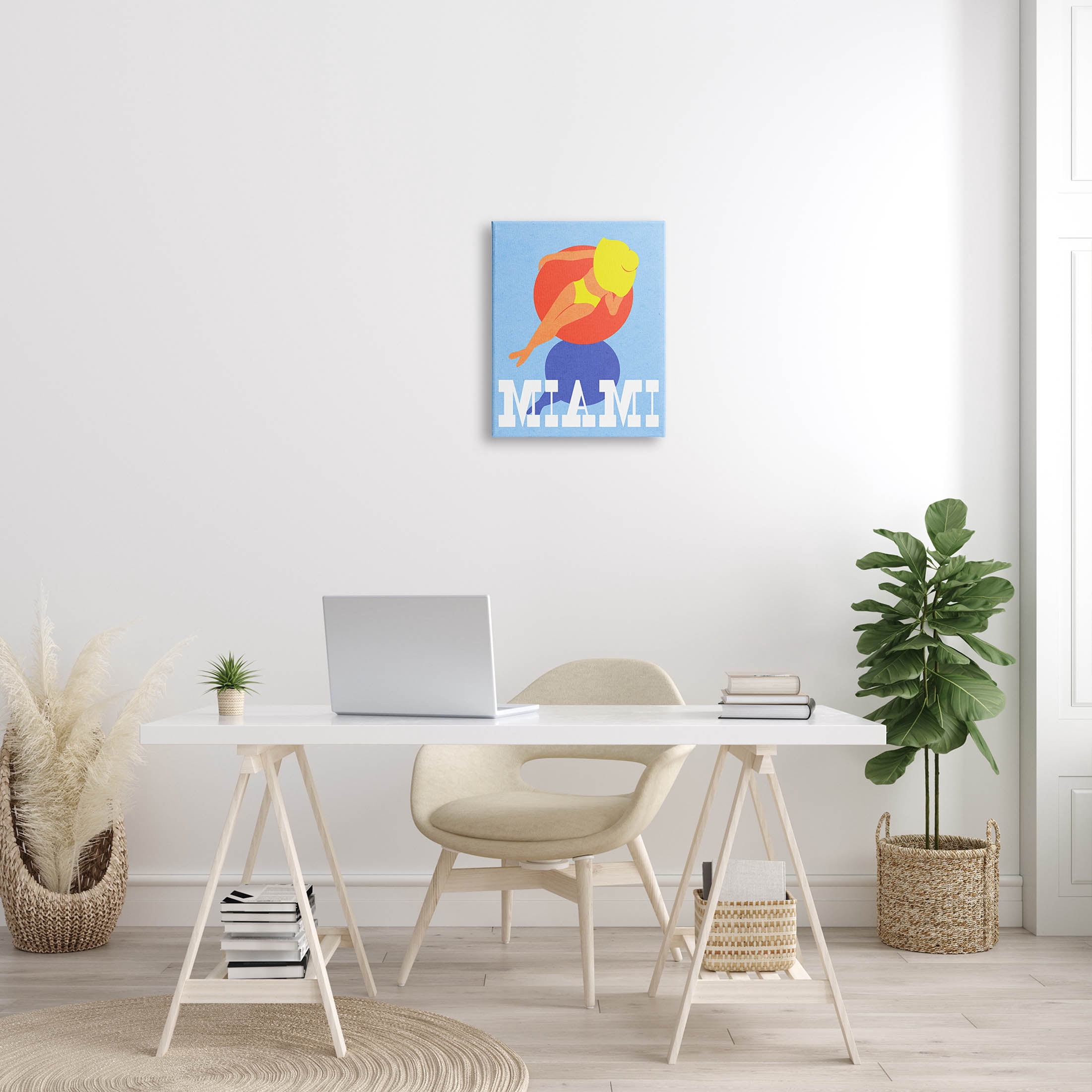 Stupell Industries Miami Woman in Pool Float Graphic Art Gallery Wrapped Canvas Print Wall Art, Design by Daphne Polselli