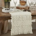 thumbnail image 3 of Fennco Styles Waffle Weave Modern Cotton Ivory Table Runner with Fringe – 16”W x 54”L Table Cover for Home Décor, Dining Table, Banquets, Holidays and Special Occasions, 3 of 3