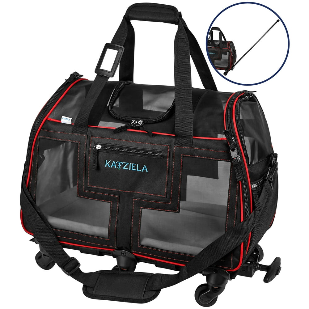 Katziela Airline Approved Pet Carrier Rolling Portable Travel Carry