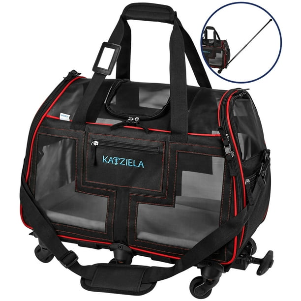 Katziela Airline Approved Pet Carrier Rolling Portable Travel Carry