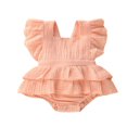thumbnail image 1 of Newborn Infant Baby Girls Sleeveless Ruffle Romper Bodysuit Outfit Set, 1 of 3