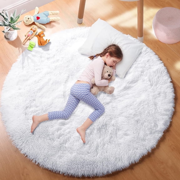 Nvzi Area Rug, 1 Piece White Rotundity Rug 15.75×15.75in - Washable Rugs, Soft Rug for Bedroom, Area Rug for Bedroom, Non-Slip Rug for Living Room, Indoor Round Area Rug,Durable Rug